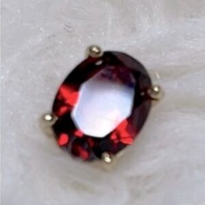 14K Gold Genuine Garnet Earring